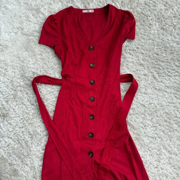 Mango Dresses & Skirts - MANGO Fitted Velvet-Look Knit Dress – XS – Deep Pink/Burgundy (sale ends 08/28)